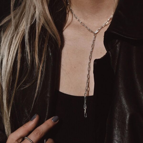 Paper Clip Y-kaelakee - hõbe